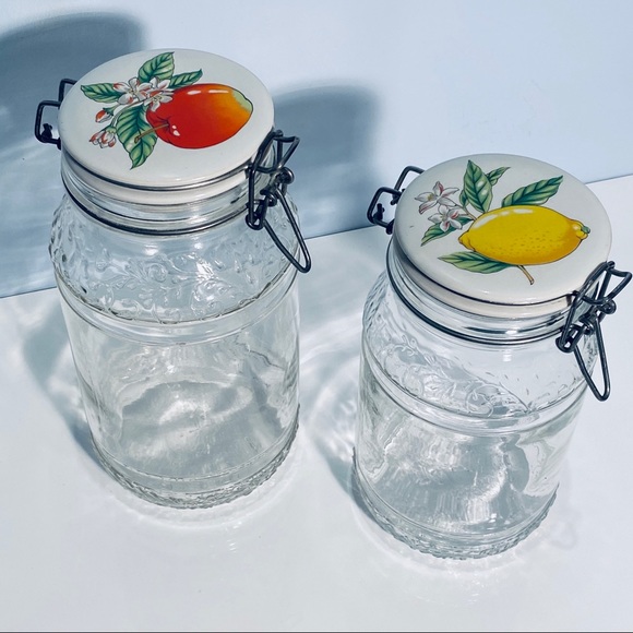 Vintage Other - Vintage Clip Top Jar Hinged Ceramic Top Set Of 2
